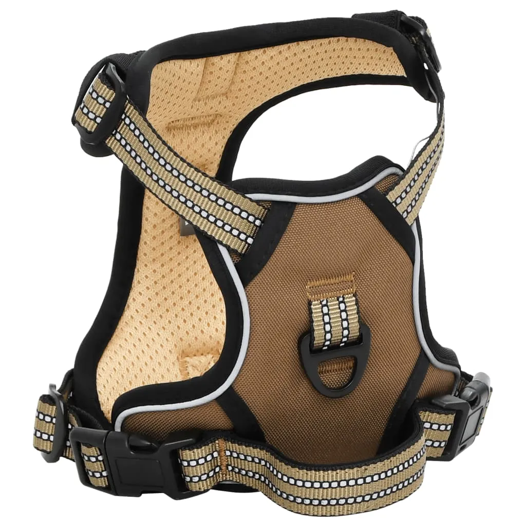 vidaXL Dog Harness with Reflective Stripes Adjustable Brown S
