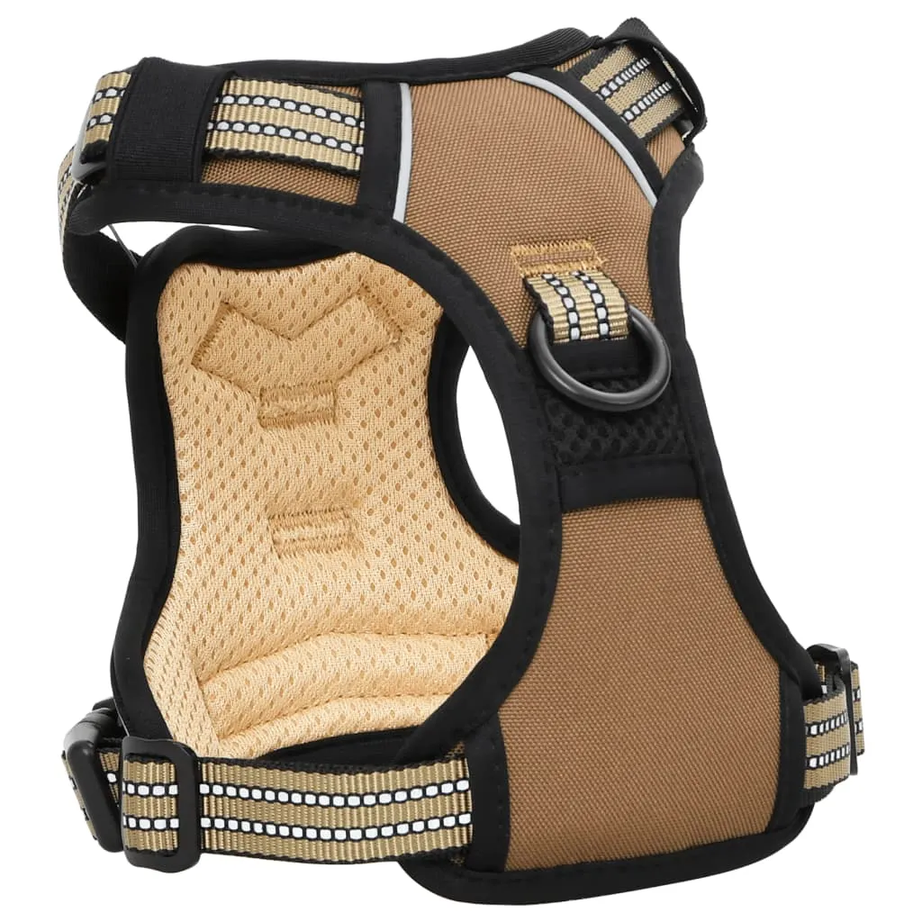 vidaXL Dog Harness with Reflective Stripes Adjustable Brown S