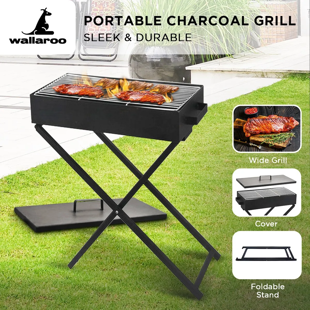 Wallaroo Adjustable Height Charcoal BBQ Grill