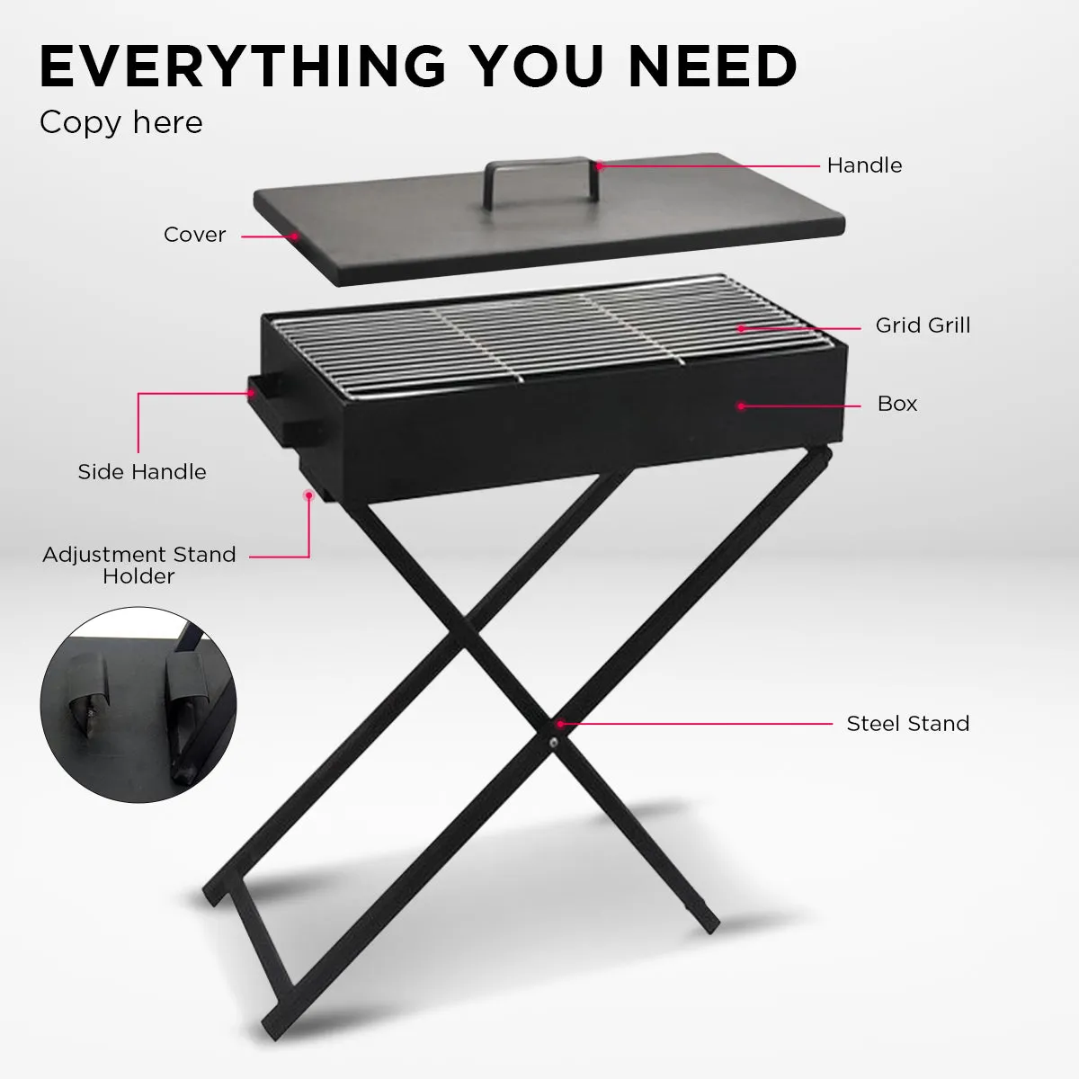 Wallaroo Adjustable Height Charcoal BBQ Grill