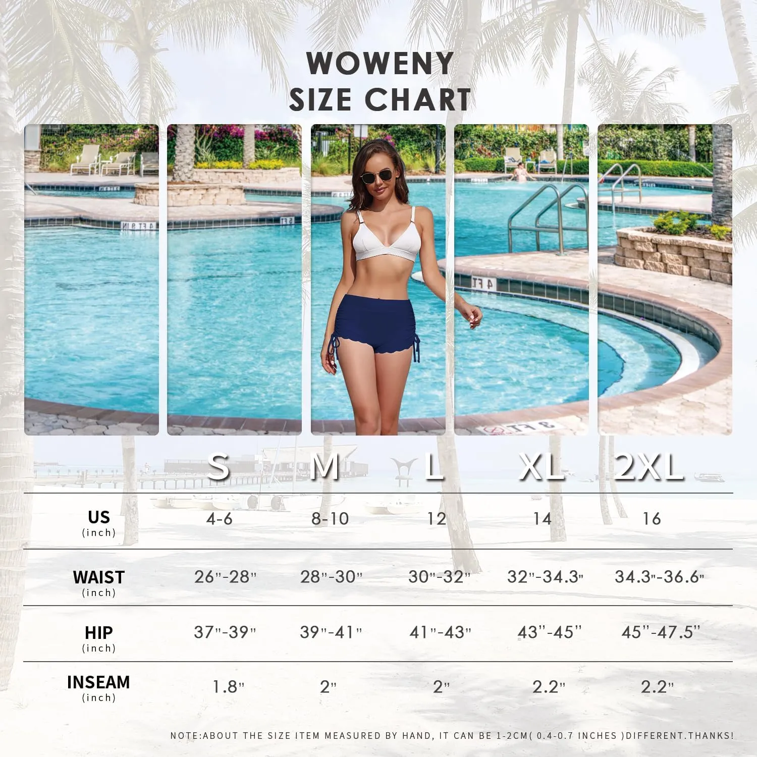 WOWENY Side Tie Swim Shorts for Women High Waisted Board Shorts Swimwear Bottom Bathing Suit Shorts Boy Shorts Swimsuits