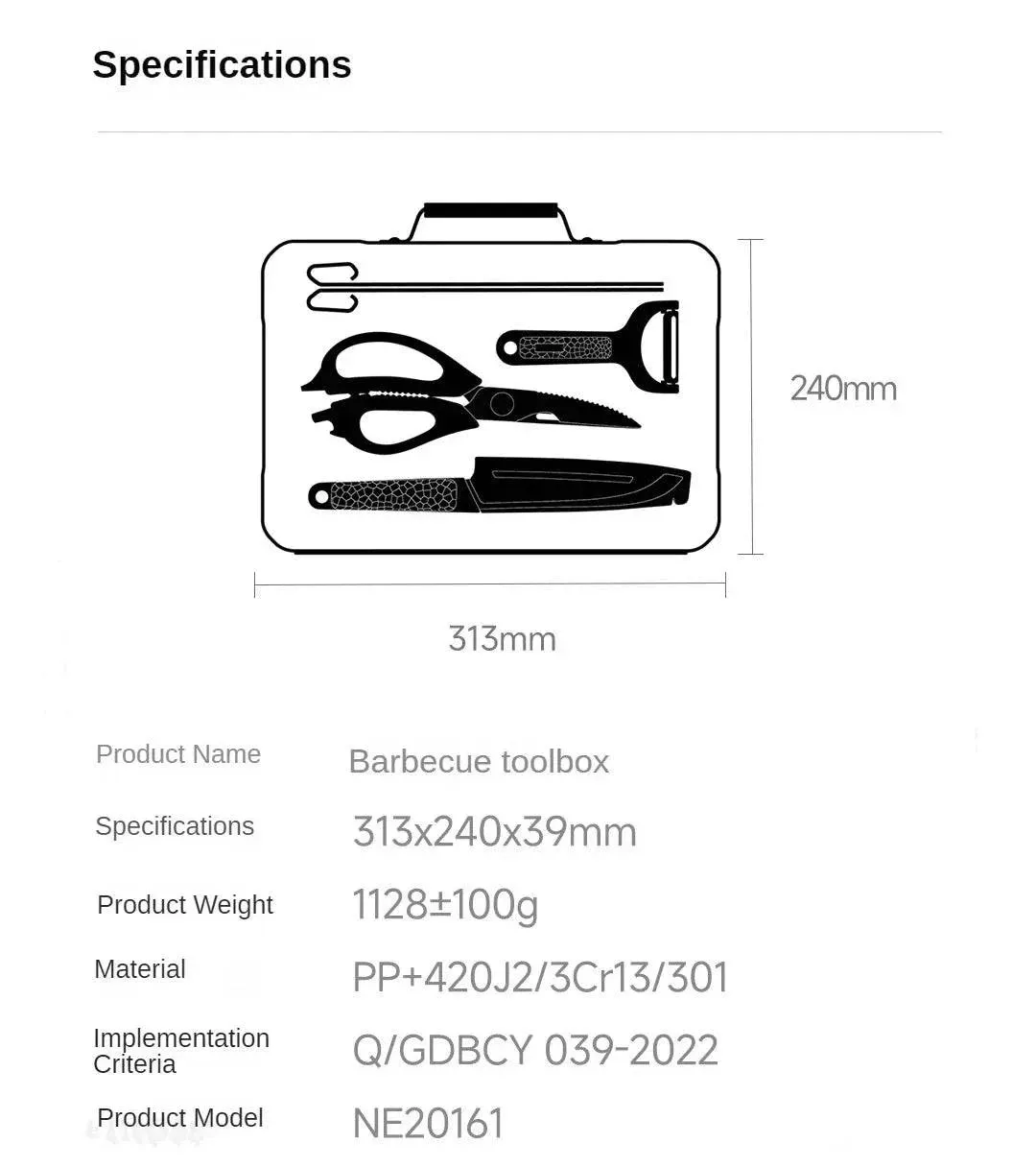 Xiaomi Nextool  Camping Barbecue Tools Set Picnic Knife Chopping Board Multifunctional Scissors Portable Desk BBQ Carrying Case
